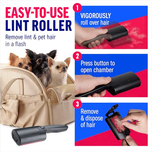 ChomChom Roller Pet Hair Remover – Reusable Lint Roller Pet Hair Removal Tool for Clothes, Couches, Cars and Travel - Cat Dog Hair Remover, Compact, No Sticky Refills Needed (Mini Roller) - color: Black Matte