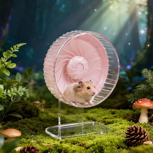 10 inch Silent Hamster Wheel with Adjustable Stand, Large Size, Pink | Large Size, Double-Bearing Design, Adjustable Stand, Smooth-Rotating Exercise Wheel for Syrian Hamsters and Gerbils - color: Pink With Stand, size: 10in