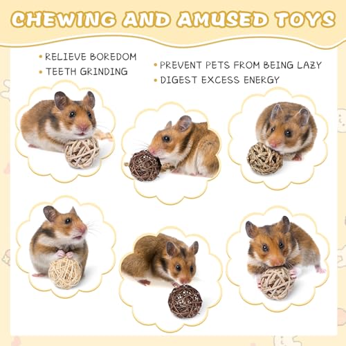 24 Pcs Bunny Chew Grass Balls Rolling Chew Toys for Small Animals | Bunny Gnawing Treats, Natural Chew Grass Toys, Rolling Play Balls, Small Animal Cage Enrichment Toy