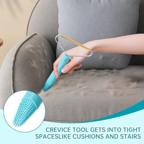 Pet Hair Remover, Dog Cat Carpet Rake, Lint Remover Shaver for Sofas-2pack | Wool Hand Pet Hair Removal Tool, Cleans Carpets Car Cushions Pet Beds Furniture, Works on All Fabric & Rug - color: Sky Blue