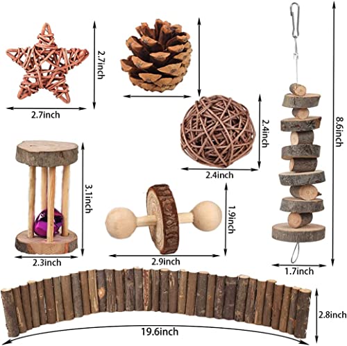Hamster Accessories - Guinea Pig & Chinchilla Chew Toys - Suspension Bridge Set - Willow Ball & Stuff for Dwarf Syrian Chinchillas & Gerbils