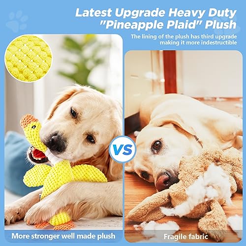 Vitscan Durable Dog Toys for Small Medium Large Dogs Aggressive Chewers | Dog Chew Toy Tough Squeaky Interactive Dogs Toys for Puppies,Sturdy Plush Puppy Toys Goose Pet Toy Puppy Chew Toys Teething - color: Yellow goose - pineapple plush