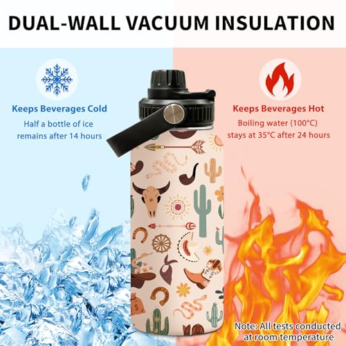 Cow 32oz Water Bottle, with Handle & Lid Bottle, Insulated Cup | 32oz Stainless Steel Tumbler, Leak-proof Reusable Mug, Christmas Birthday Gift for Western Cowgirl Lovers - color: Cow Girl