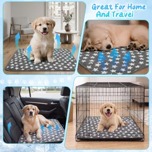 2 Pack Dog Cooling Mat 27" x 36" Self Cooling Pet Cat Pad with Color Changing Star Pattern Portable Washable Summer Rug for Large Dogs Cats Non-Slip Mat for Crate Indoor - size: 27" X 36"