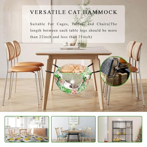 JSPYFITS Cat Cage Hammock with Ball,Double Layer Hanging Adjustable Soft Pet Bed Suit for Kitten Ferret Puppy Rabbit or Small Pet, 2 Level Indoor Bed for All Season(INS Green Leaves) - color: Green Leaves