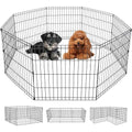 FDW | Dog Playpen | 24", 8 Panels | Heavy Duty Metal Pet Exercise Pen | Indoor/Outdoor Fence Panels | Rust-Resistant, Removable, Tool-Free Setup | Custom Layout, Anti-Skid, Expandable Design