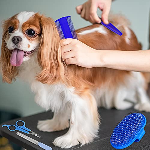 7-Piece Small Pet Grooming Kit with Brush, Nail Clippers, and Adjustable Strap for Rabbits, Hamsters, Guinea Pigs (Blue) - color: Blue