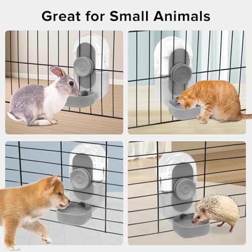 Kenond 28oz Rabbit Water Dispenser, Guinea Pig Gravity Water Bottle | Suitable for Guinea Pigs, bunnys, Ferrets, Hamsters, and Other Small Animals - color: Gray