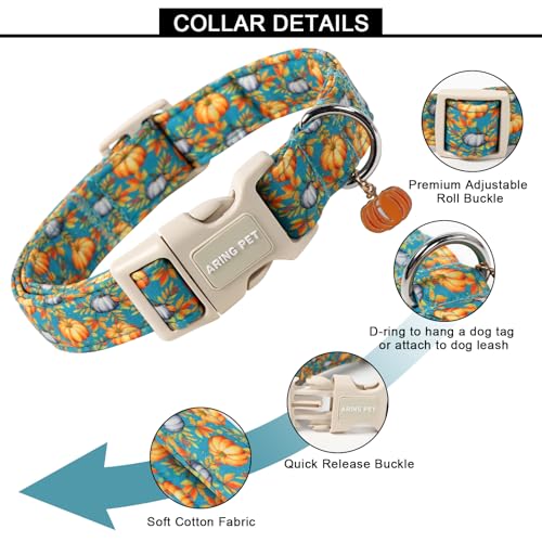 ARING PET Fall Dog Collar, Cute Autumn Halloween Pumpkin Pet Collars for Puppy Small Medium Large Giant Girl Boy Dogs-XS - color: Fall Two Pumpkin, size: X-Small