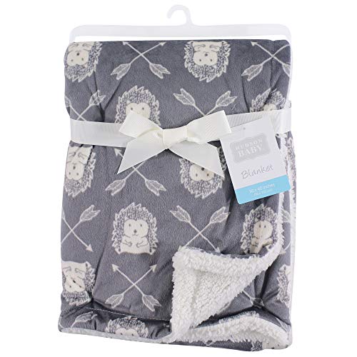 Hudson Baby Unisex Baby Plush Mink and Sherpa Blanket, Hedgehog, One Size - color: Hedgehog, size: One Size
