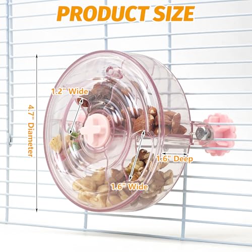 VCEPJH Rat Foraging Toy Interactive Slow Feeder with Transparent Rotating Treat Dispenser Wheel for Enrichment Activities Pet Rat Cage Accessories Ideal for Syrian Hamster Gerbil Mice (Pink) - color: Pink