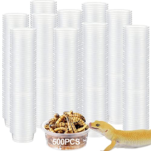 0.5oz Crested Gecko Food and Water Feeding Cups, Reptile Feeder Bowls, Plastic Replacement Food Dish for Lizard and Other Small Pet Ledge Accessories (500 pcs) - size: 0 Fl Oz (Pack of 500)