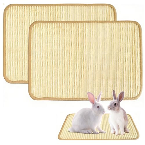 2Pcs 16x12 Inch Natural Sisal Rabbit Scratching Pad | Natural Bunny Scratching Pad Claws and Teeth Care Rabbit Mats for Cages