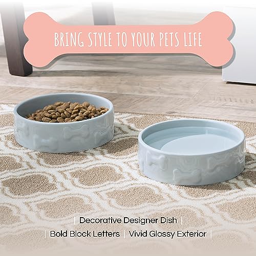 Manor Pet Bowl, Ceramic Dog and Cat Bowl, 4 Cup Capacity, Medium, Grey, Dishwasher and Microwave Safe - color: Grey, size: Medium