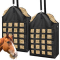 Loyala Hay Bag Goat Hay Feeder Slow Feed Hay Bags 600D Oxford Cloth Hay Bags for Horses Goats Sheep Donkeys Cows (Black Grid