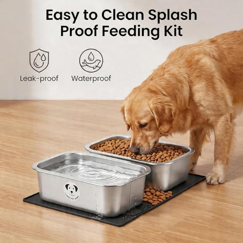 2 Pack Stainless Steel Dog Bowls for Large Dogs with Non-Slip Mat, High Capacity Metal Dog Food Bowls, Food and Water Bowl for Larges, X-Large, and Big Dogs 1.25 Gallons - size: 2Pack- 1.25 Gal with Mat