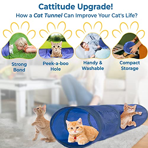 SunGrow Cat & Bunny Tunnel for Indoors, Connect Cat Tree, Hideaway Toys & Accessories Encourage Exercise for Dwarf Rabbits, Ferrets, Kitty, Guinea Pig,