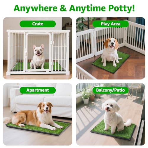 20"x25" Portable Dog Grass Pad with Tray, for Indoor Outdoor Potty Training | Dog Litter Box, Easy to Clean, Pet Loo, Artificial Grass Patch & Washable Pee Pad, Ideal for Patio Balcony Apartment - size: 20"x25"（4 Layer Potty System)