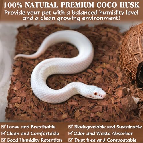 10LBS Coconut Husk Chip Substrate for Reptiles, 72QT Coco Husk Chips | Organic Coco Coir Chips for Snake Habitat, Reptile Bedding for Ball Python, Tortoises, Geckos, Lizards Terrarium Tanks - color: 1 Pack-10 LBS