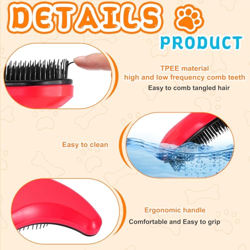 Small Dog Brushes, Grooming Brushes Puppies Hair Remover (Rose Red, 2 Pcs) - color: Rose Red