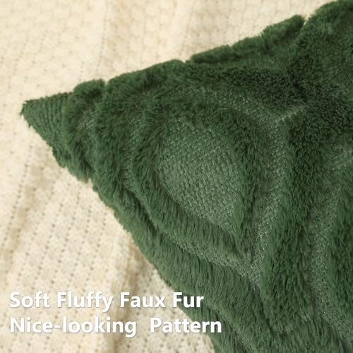 decorUhome Faux Fur Plush Forest Elf Throw Pillow Covers 16x16 Set of 2 | Plush Solid Fall Couch Pillow Covers, Accent Modern Farmhouse Neutral Decorative Soft Pillow Cases for Sofa Bed Living Room - color: Forest Elf, size: 16" x 16" (Pack of 2)