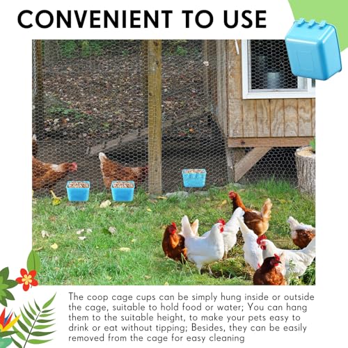50 Pcs Cage Cups Chicken Feeder Cups 16 oz Hanging Bird Food Water Bowl Bunny Cage Feeding Dish for Pet Parrot Rooster Parakeet Poultry Pigeon(Sky Blue) - color: Sky Blue