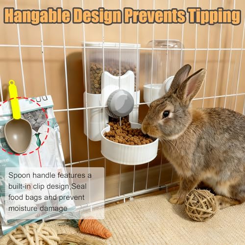 Rabbit Gravity Feeder Waterer Set Automatic Guinea Pig Food Water Dispenser Food Water Bowl Feeding Station for Puppy Kitten Guinea Pigs Chinchilla Hedgehog Small Animals (Grey) - color: Grey