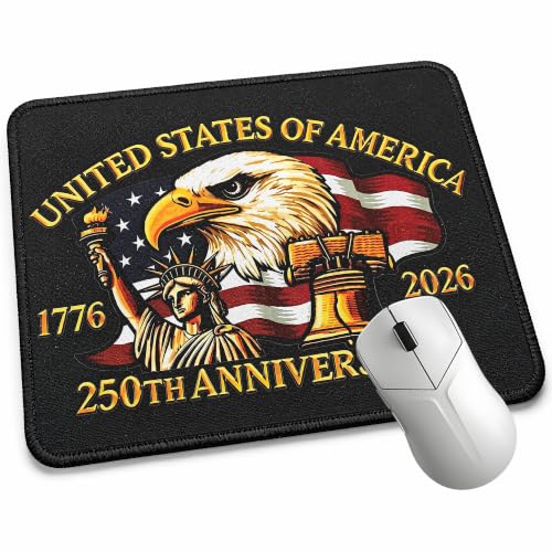 250 Anniversary Mouse Pad,Eagle and USA Flag Design - color: Black 2