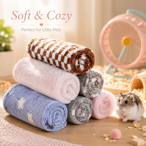 Grddaef Guinea Pig Fleece Blankets 6 Pieces Waterproof & Washable Small Animal Cage Liners Sleep Mat Bedding Pad for Hamster Chinchilla Rabbit Hedgehog (M-24 x 16 Inch) - size: M-24 x 16 Inch
