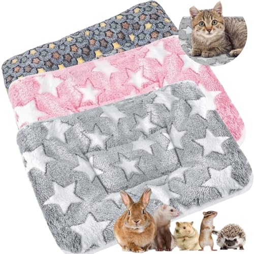 Steelhill Small Pet Bed 3 Pcs Animal Beds for Rabbit,Guinea Pig,Chinchilla,Hedgehog,Ferret & More Warm,Cozy,Soft Washable Bunny Pet Mattress for Indoor