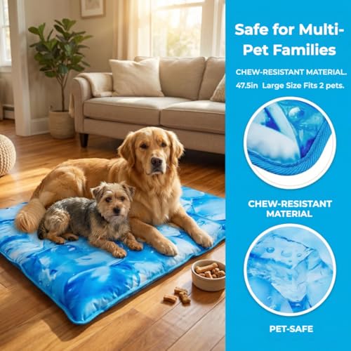 Dog Cooling Mat 2.0, Double-Sided Non-Slip Pet Cooling Pad, Washable and Durable, Indoor & Outdoor Summer Cooling Mat for All Pets, Keep Dogs and Cats Cool and Comfortable (29.5" x 29.5")