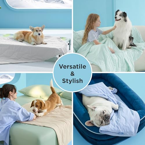 Bedsure ArcticMax™ Q-MAX>0.5 Premium Cooling Blanket for Large Dogs，40x50” | Breathable Summer Washable Throw, Dog Blanket Cooling Mat Pad, Soft Durable Cold Self Cooling Pet Mat for Hot Weather，Grey - color: Pearl Grey, size: L(40x50")