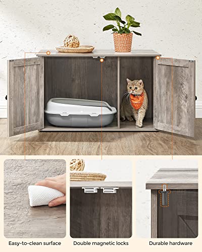 Feandrea Cat Litter Box Enclosure, Litter Box Furniture Hidden with Removable Divider, Indoor Cat House, End Table, 31.5 x 20.9 x 19.7 Inches, Greige UPCL002G01 - color: Greige, size: L (31.5"L x 20.9"W x 19.7"H)