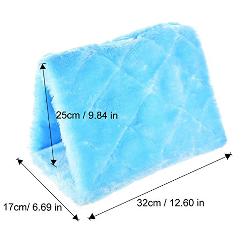 Winter Warm Bird Nest House Shed Hut Hanging Hammock Finch Cage Plush Fluffy Birds Hut Hideaway for Hamster Parrot Macaw Budgies Eclectus Parakeet Cockatiels Cockatoo Lovebird (L, Blue) - color: Blue, size: L