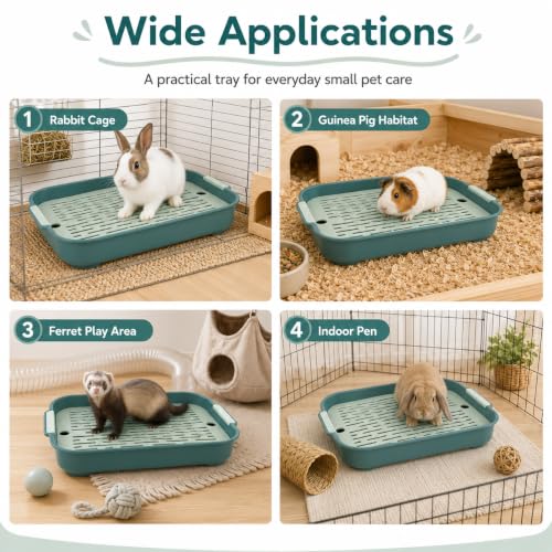 Garneck Guinea Pig Litter Box Rabbit Toilet Tray: Bunny Cage Litter Pan with Grid for Small Animal Potty Training Pet Toilet for Guinea Pig Rabbit Ferret Easy Clean