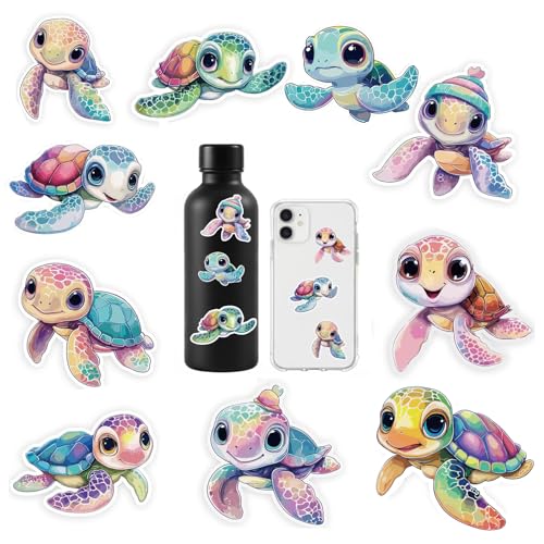 10 PCS Turtle Crystal Stickers, Cute Sea Turtle Stickers Waterproof Vinyl Decals, Sea Animal Stickers for Water Bottles Laptop Scrapbook Journal Phone DIY Crafts Decoration - style: Turtle Crystal Stickers