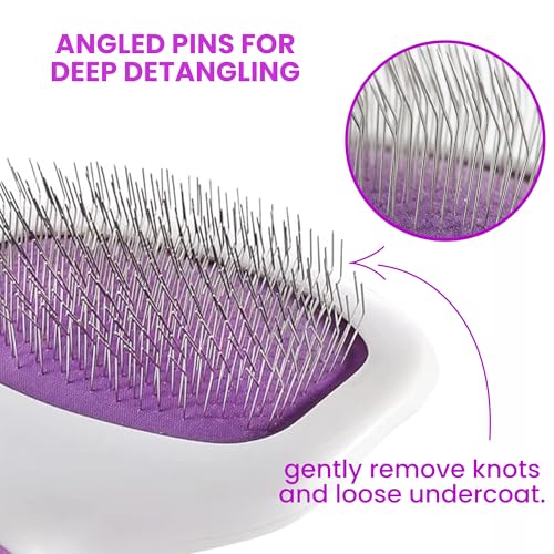 Poodle Pet Slicker Brush Large Size - For Dogs, Cats, Rabbits - Matted/Loose Fur, Knots - Suitable for Doodle/Goldendoodle Grooming and Shredding Short/Long Hair - color: Purple, size: Large Size
