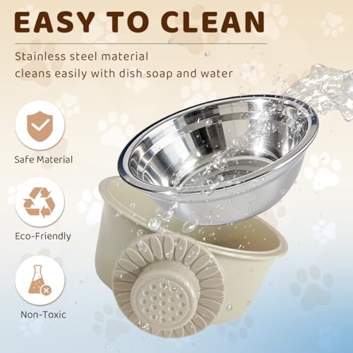 2Pcs Pets Lightweight Stainless Steel Bowl,Removable Stainless Steel Pet Hanging Food Water Feeder Bowl for Puppy Dog Cat Rabbit Ferret Bird Gunea Pigs (Gray-Medium) - size: Gray-Medium