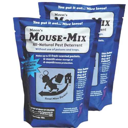 Natural Mouse Repellent Pouches, Cinnamon/Peppermint Oils Repel Mice from Nesting in Home/Cabin/Boat/Car Storage/RV/Machinery/Shed (12 Pouches Each Bag),Long Lasting (6 Month Protection) - size: Pack of 2