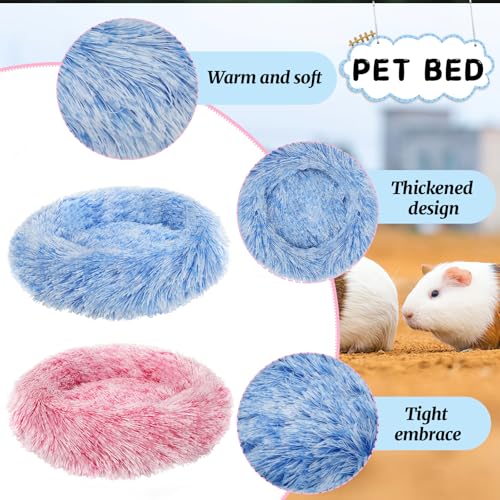 PETKNOWS 2 Pack Guinea Pig Beds Warm Winter Hamster Small Animal Bed | Thickened Plush and PP Cotton Fabric, Guinea Pig and Hamster Bed, Keeping Warm and Safe, 30cm Size with Inner Cushion - color: Pink and Blue