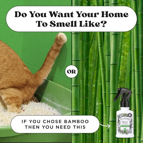 Pet-Pourri Smell Ya Litter Cat Litter Deodorizer Spray, Purrfectly Bamboo 3.4 Fl Oz, Up to 170 Uses,Pet Odor Remover Essential Oils Air,Carpet,Urine,Vet Recommended, Bergamot Bamboo Scent,(Pack of 2) - size: 3.4 Fl Oz (Pack of 2)