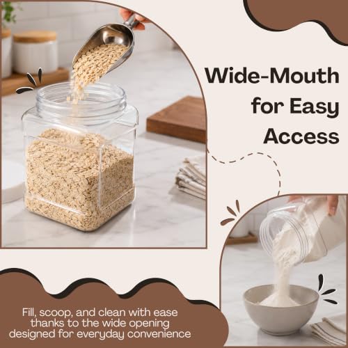Pride Of India Clear Food Grade PET Plastic Square Grip Storage Jar w/Cap | 32 Fluid Ounces (3-4 Cup Storage Capacity) | BPA Free USA Made - size: Medium Square Grip Jar & Cap