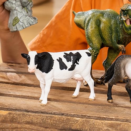 Schleich Farm World, Farm Animal Toys for Kids Ages 3 and Above, Black and White Holstein Cow Toy Figure - style: Holstein Cow