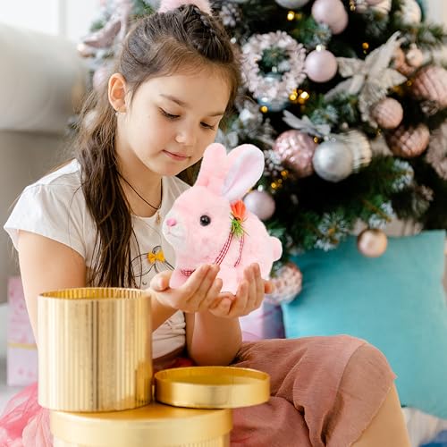 Easfan Walking Pink Bunny Interactive Plush Toy with Sounds for Kids 7" | Hopping ears, moving educational pet, Easter birthday holiday gift, for girls toddlers - style: Bunny_Pink_Carrot