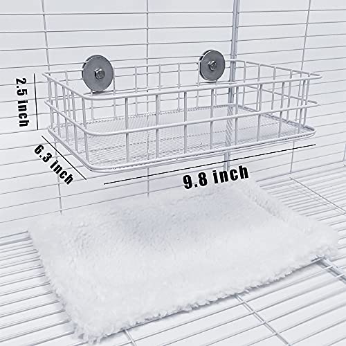 All-Metal Chew-Proof Rat Cage Platforms Chinchilla Ledge for Ferret | Sturdy Chew Resistant Ledge Ramp for Sugar Glider Squirrel, Easy Install Metal Cage Accessories for Rodents - color: White