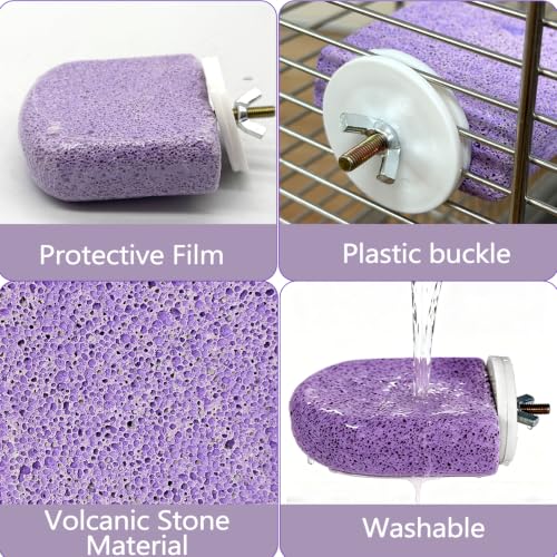 4Pack Bird Perch Stands Parrot Beak Grinding Stone Platform,Purple-S | Parakeet Foot Claws Trimmer,Calcium Perch Climbing Chewing Toys for Small Medium Birds Cockatiel Conure Lovebird Budgie - color: 4Pack Purple | S