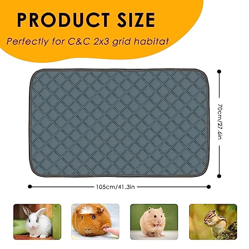 2 Pack Guinea Pig Cage Liners for C&C 2x3 Habitat Guinea Pig Bedding Washable | Super Absorbent | Waterproof | Non Slip | Reusable Guinea Pig Pee Pads for Small Animals Cages - 41.3" x 27.6" - color: Dark Grey, size: 41" x 28" (2 Pack)