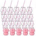 Sliner Pig Cup Christmas Bottles with Straws Including 20 Pcs Empty Plastic Pigs Drink Bottle & 20 Pcs Straws & Caps for Christmas Party Juice Milk Cup Drink Water Containers(20 Set, Pig) - style: Pig