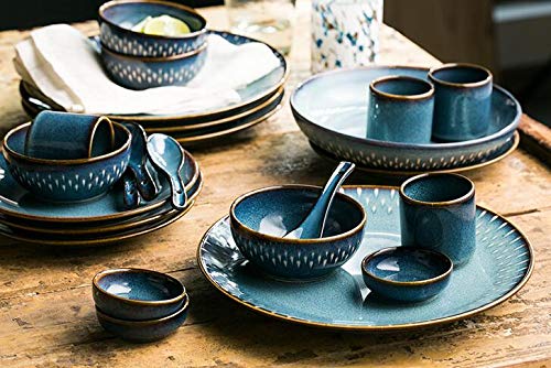 Colias Wing 2.5 Inch Vintage Blue with Brown Edge Stylish Design Multipurpose Porcelain Side Dish Bowl Seasoning Dishes Soy Dipping Sauce Dishes-Set of 4-Blue - color: Type B, size: 2.5 Inch