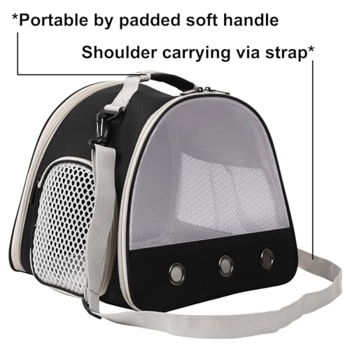 Breathable Guinea Pig Carrier Backpack with Nylon Mesh Window Portable Carrier for Guinea Pig, Bunny Bearded Dragon Bird Chinchilla Ferret Travel Outdoor - color: Black